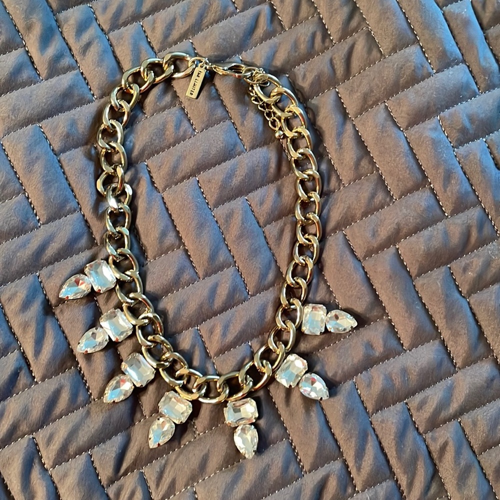 The Limited heavy chain clear stone necklace 16-18”